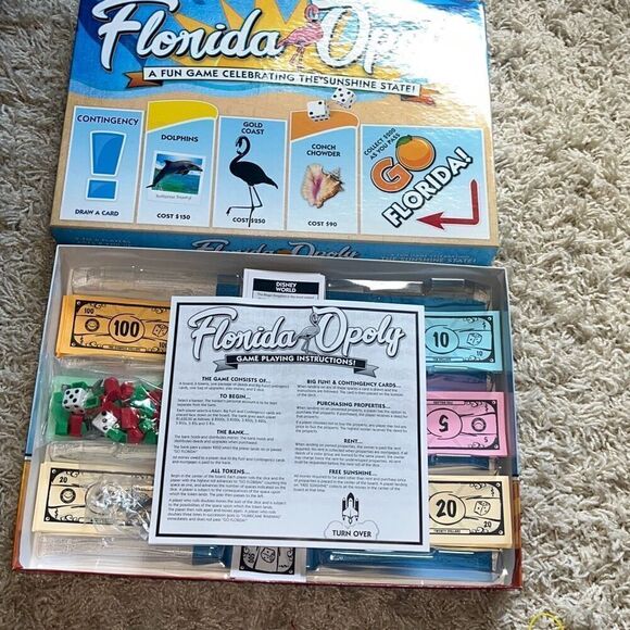 Florida Opoly Board Game Floridaopoly Monopoly Style Game Made In USA Late For T - Picture 5 of 11